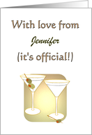Announcement Name Change Two Dry Martinis with Olives card