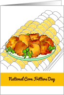 National Corn Fritters Day Corn on the Cob and Plate of Fritters card