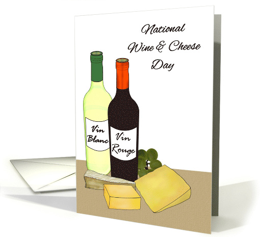 National Wine and Cheese Day Red and White Wine Cheese Selection card