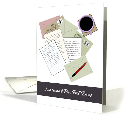 National Pen Pal Day Hand Written Letters Cup of Coffee card (1552694)