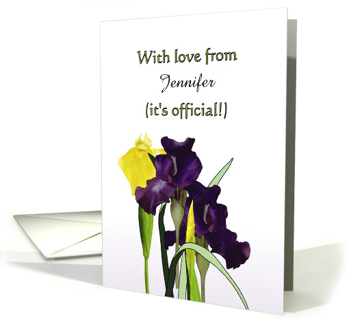 Announcement Name Change Yellow and Deep Purple Irises card (1552756)