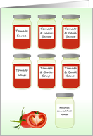 National Canned Food Month Jars of Tomato Soups and Sauces card