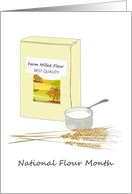 National Flour Month Bag of Flour Measuring Cup Heads of Wheat card