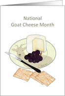 National Goat Cheese Month Cheese Crackers Plate with Goat Design card
