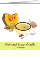 National Soup Month Bowl of Warming Soup and Vegetables card