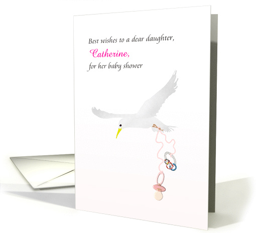 Daughter's Baby Shower Bird Carrying Pink Pacifier and... (1554082)