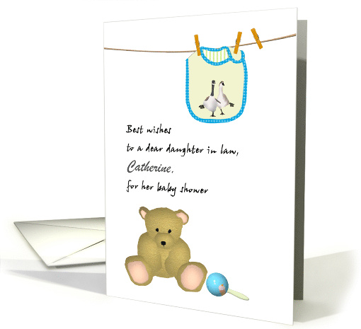 Daughter in Law Baby Shower Blue Bib on Line Teddy and... (1554104)
