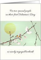 First Valentine’s Day for Newly Engaged Couple Robins and Blossoms card