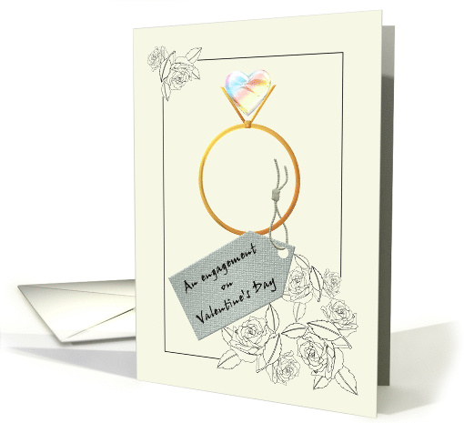 Heart Shaped Diamond Ring Engagement on Valentine's Day card (1554188)