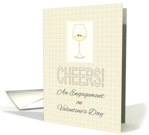 Engagement on Valentine's Day Red Hearts Floating in White Wine card