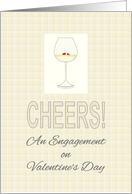 Engagement on Valentine’s Day Red Hearts Floating in White Wine card