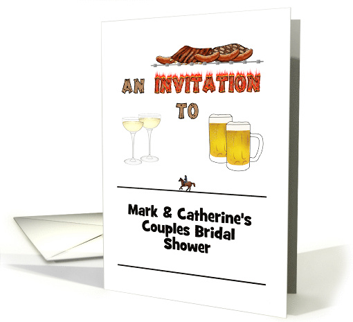 Couples Bridal Shower BBQ Theme Beer Champagne Custom Invite card