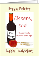 Adult Son’s Birthday on Thanksgiving Vin Rouge Improves with Age card