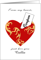 Coupon Gift Valentine’s Day From my Heart Custom card