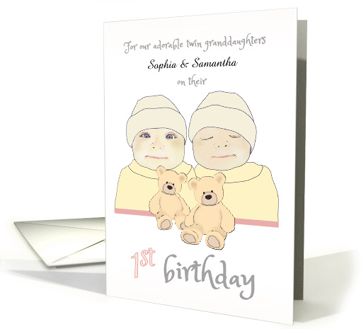 For Our Twin Granddaughters 1st Birthday Custom Names card (1555510)