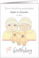 For Our Twin Granddaughters 1st Birthday Custom Names card