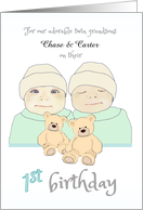 For Our Twin Grandsons 1st Birthday Custom Names card