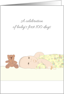 Baby’s First 100 Days Celebration Happy Baby Teddy and Pacifier card