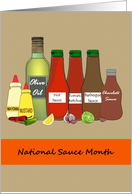 National Sauce Month Bottles of Delicious Sauces card