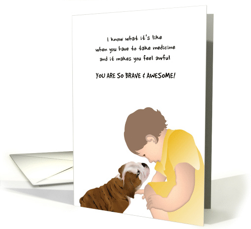 Pediatric Cancer Feel Better Puppy Comforting Child card (1556814)