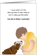 Pediatric Cancer Feel Better Puppy Comforting Child card