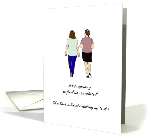 Newly Found Family Member Two Women Walking and Chatting card