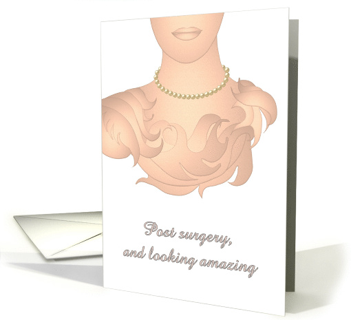 Thyroid Surgery Profile of Lady's Neck Wearing Pearls Get Well card
