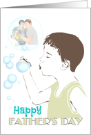 Gay Parents Father’s Day Dads Drinking Beer Son Blowing Soap Bubbles card
