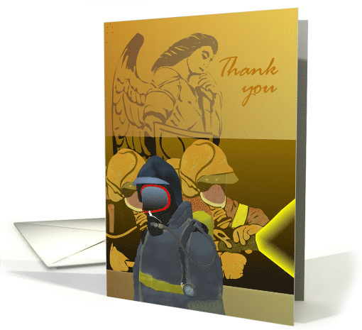 Firefighters In Action Archangel St Michael Thank You Christian card