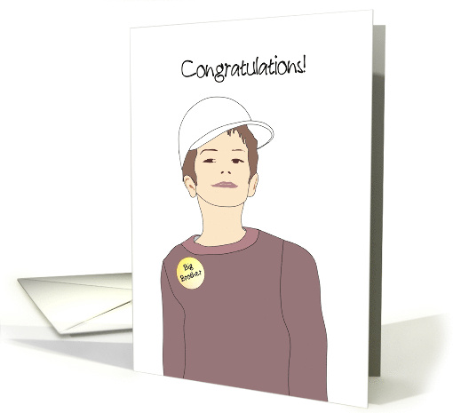 Becoming Big Brother Boy in T-shirt and Cap Congratulations card