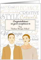 Congratulations Acceptance to Fashion Design School Custom card