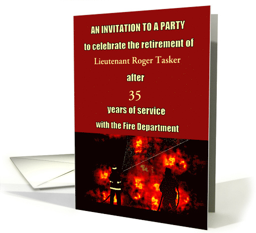 Firefighters in Action Firefighter Retirement Party Invite Custom card
