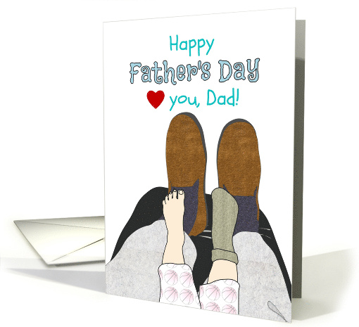 Father's Day from Young Son Father and Son with Legs Up on Stool card