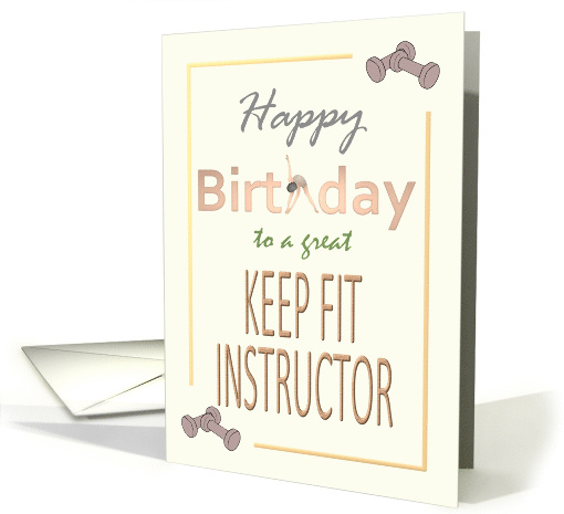 Thank You Keep Fit Instructor Lady Exercising Pair of Dumbbells card