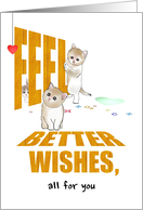 Pediatric Cancer Feel Better Kittens with Feel Better Wishes card