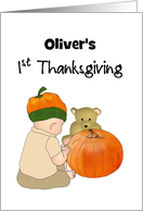 Baby’s 1st Thanksgiving Baby Wearing Pumpkin Hat card