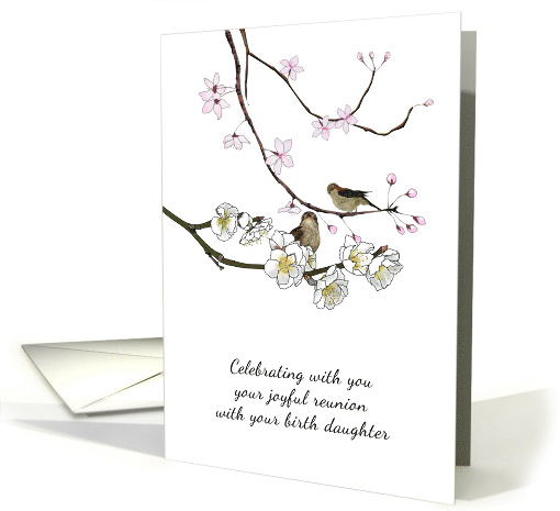 Joyful Reunion with Birth Daughter Two Birds on Blossom Branch card