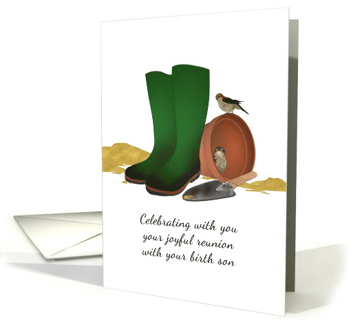 Joyful Reunion with Birth Son Two Birds Sheltering in Flower Pot card