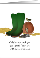 Joyful Reunion with Birth Son Two Birds Sheltering in Flower Pot card