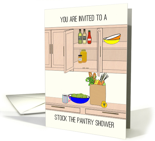Stock Pantry Shower Invitation Kitchen Cabinets and Groceries card