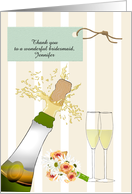 Thank You Bridesmaid Custom Name Champagne and Flowers card