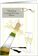 Thank You Best Man Custom Name Champagne and Bow Tie card