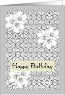 Birthday for Interior Designer Delicate Blossoms Concentric Circles card