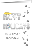 Happy Holidays to Mechanic Screwdriver Nuts and Bolts Christmas card