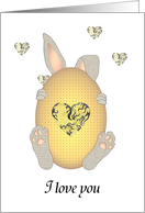 Easter for Lesbian Girlfriend Cute Bunny Holding Egg card