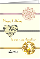 Birthday for Daughter Patterned Heart Floral Embellishments Custom card