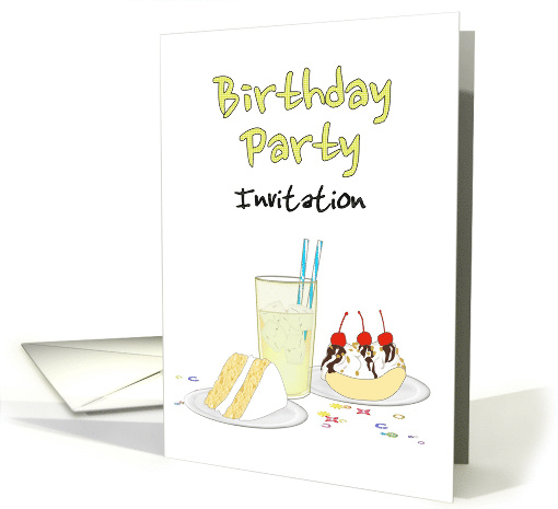 Birthday Ice Cream Party Invite for Kids Cake Lemonade... (1565964)