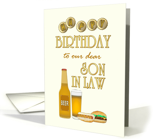 Birthday for Son in Law Chilled Beer Hotdog and Hamburger card