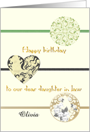 Birthday Daughter in Law Patterned Heart Floral Embellishment Custom card