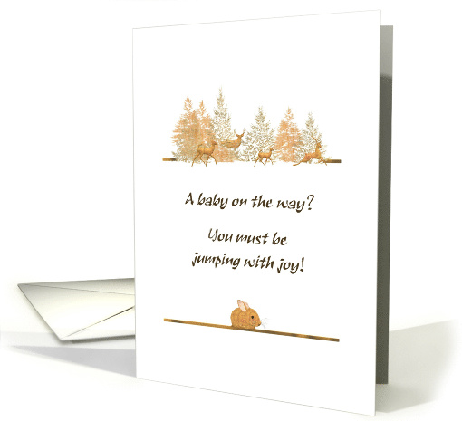 Expecting a Baby Deers in the Woods Cute Bunny Congratulations card